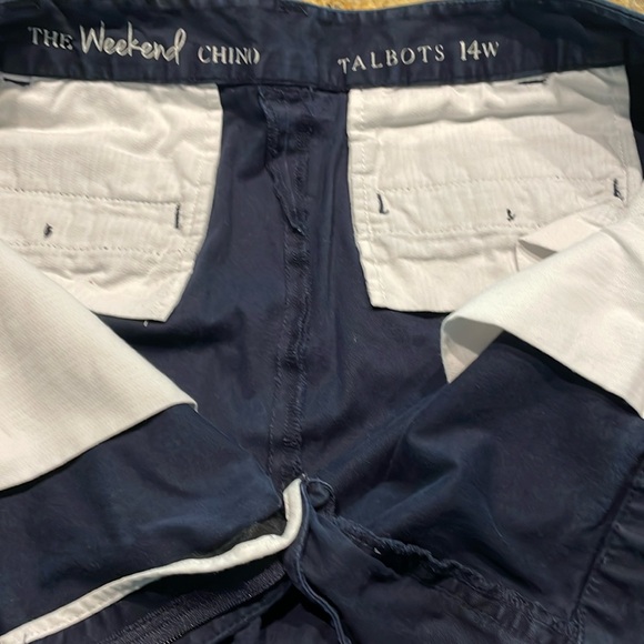 Talbots The Weekend Chino Pants Front Zip & Pockets Navy Blue 14W - Picture 6 of 8
